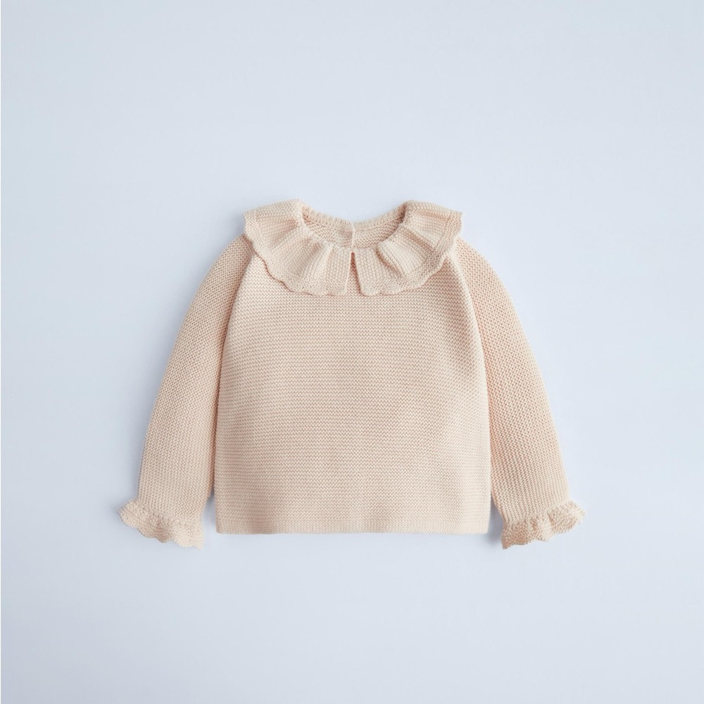 NWT Zara Ruffled Baby Sweater and Pants Set Knit Bow